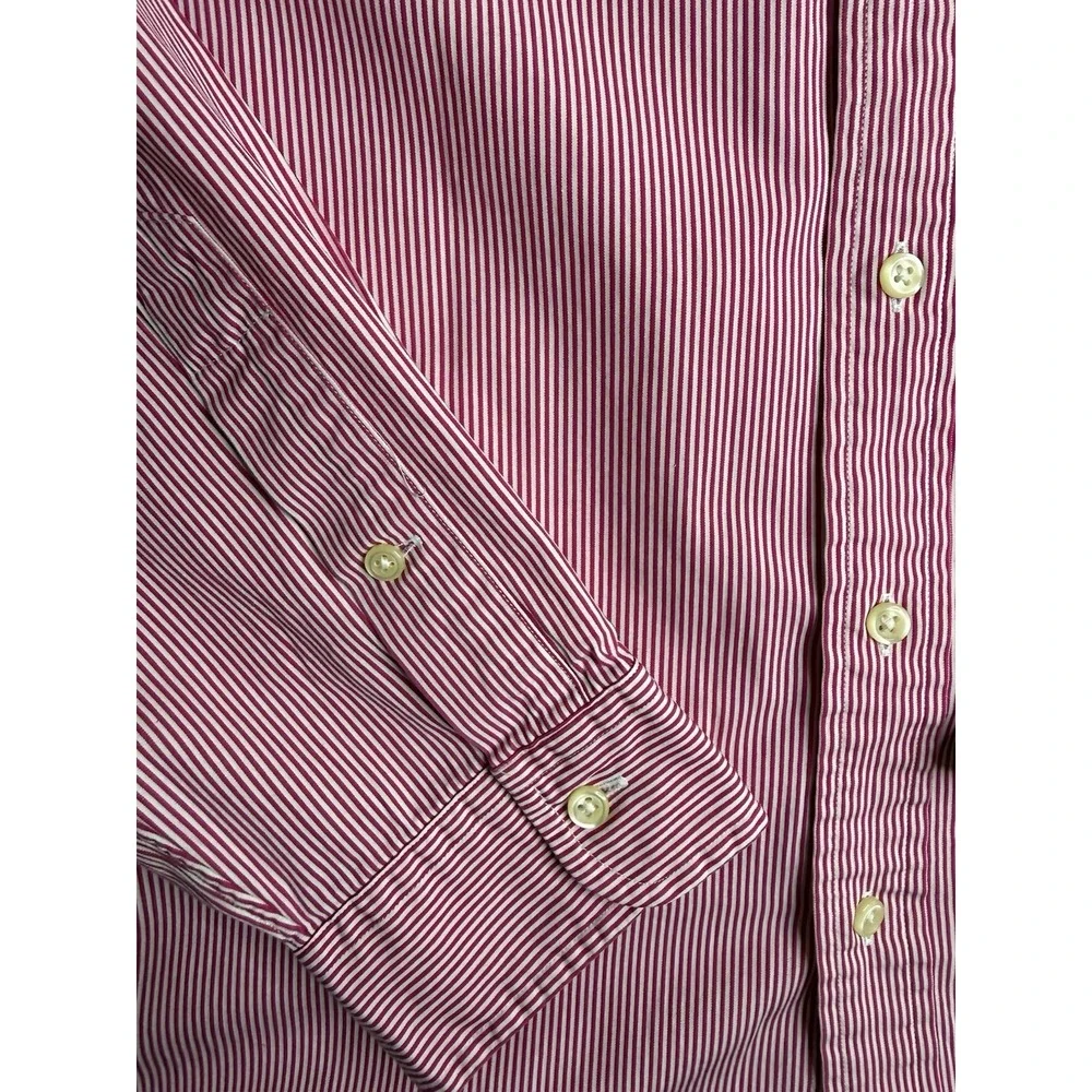Polo Ralph Lauren Striped Button Down Shirt Red White Size XL Long Sleeve Preppy